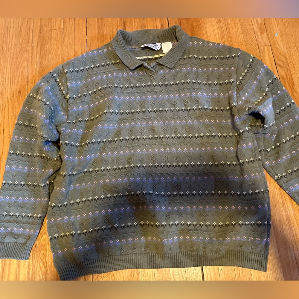 Floral collared northern reflections vintage sweater